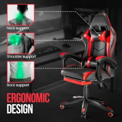 Avalo Gaming Stoel - Gamestoel - Ergonomische Bureaustoel Verstelbaar - Gaming Chair - Zwart/rood