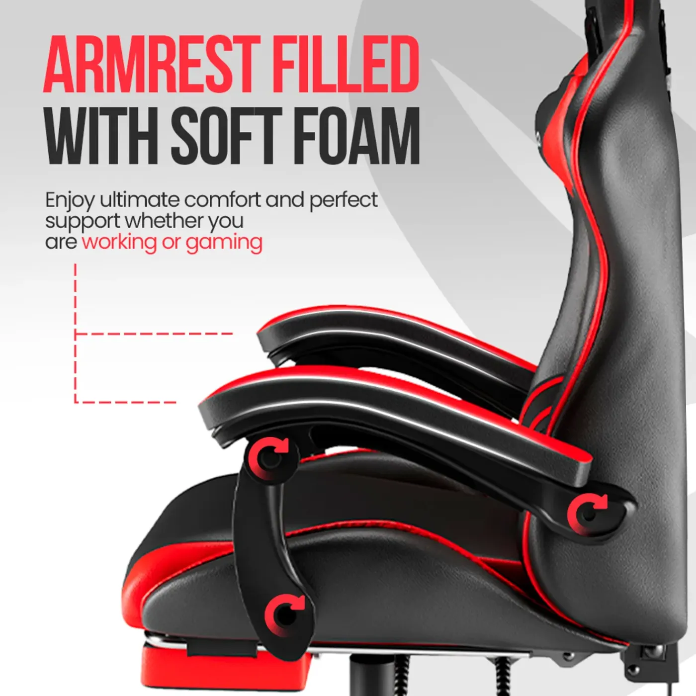Avalo Gaming Stoel - Gamestoel - Ergonomische Bureaustoel Verstelbaar - Gaming Chair - Zwart/rood