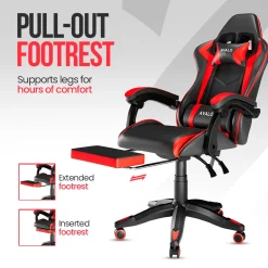 Avalo Gaming Stoel - Gamestoel - Ergonomische Bureaustoel Verstelbaar - Gaming Chair - Zwart/rood