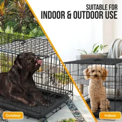 Avalo Hondenbench L - Bench Voor Honden - Opvouwbare Kooi - 2 Deuren - 92x57x64 Cm