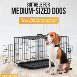 Avalo Hondenbench L - Bench Voor Honden - Opvouwbare Kooi - 2 Deuren - 92x57x64 Cm