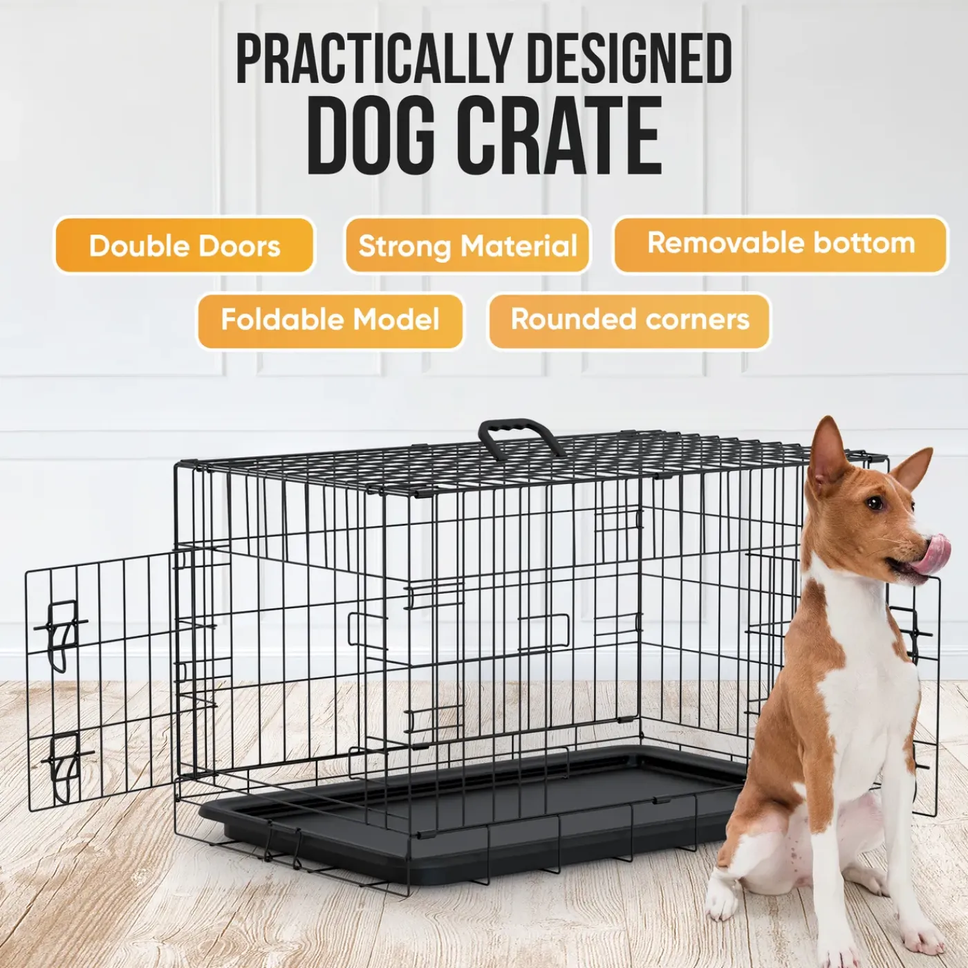 Avalo Hondenbench Xxl - Bench Voor Honden - Opvouwbare Kooi - 2 Deuren - 122x74x80 Cm