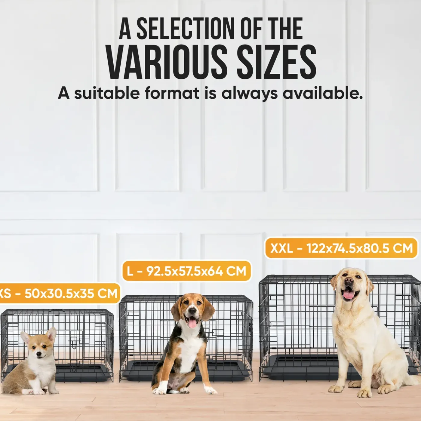 Avalo Hondenbench Xxl - Bench Voor Honden - Opvouwbare Kooi - 2 Deuren - 122x74x80 Cm