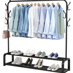 Avalo Industrieel Kledingrek - Metaal - 110x33x150 Cm - Zwart - Garderoberek