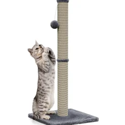 Avalo Krabpaal Met Speelballetje - 36x36x74 - Donkergrijs - Krabpaal Voor Katten