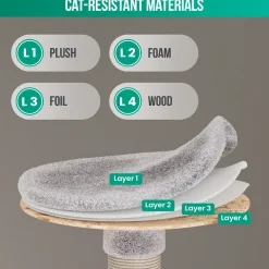 Avalo Krabpaal Voor Katten Met 7 Niveaus - 137x49x49 Cm - Lichtgrijs - Krabpaal Voor Grote Katten