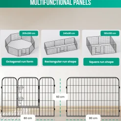 Avalo Puppyren Diam.210cm Opvouwbaar Zwart - 8 Panelen 80x60cm - Dierenren / Konijnenren / Hondenren
