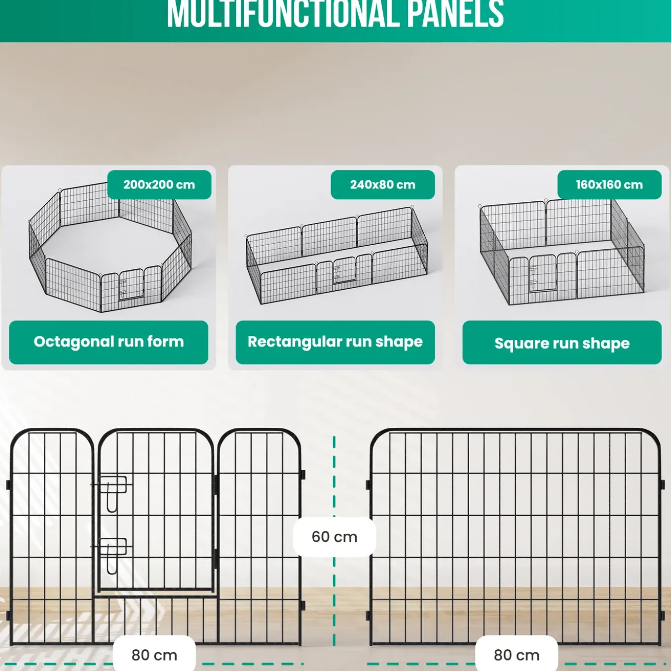Avalo Puppyren Diam.210cm Opvouwbaar Zwart - 8 Panelen 80x60cm - Dierenren / Konijnenren / Hondenren