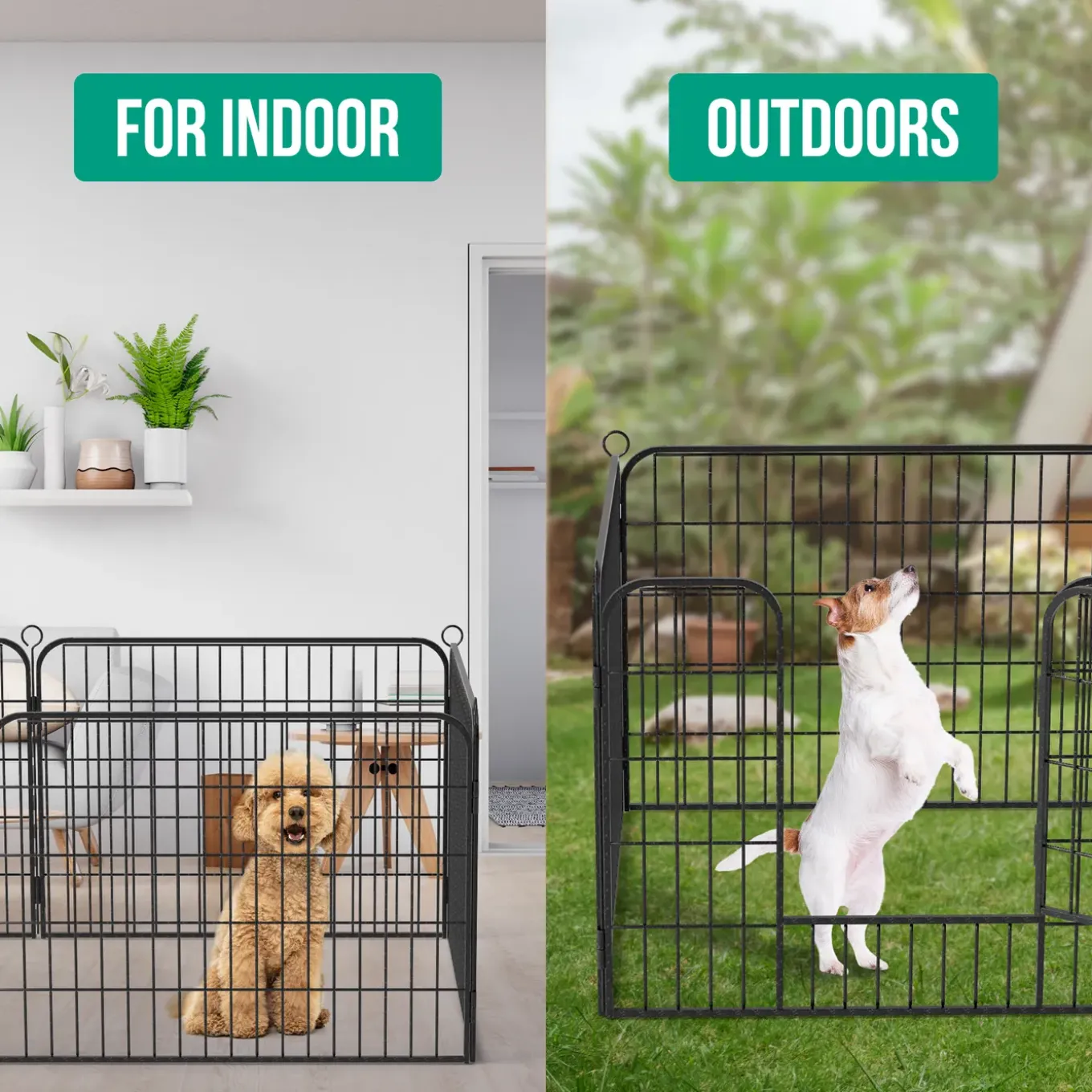 Avalo Puppyren Diam.210cm Opvouwbaar Zwart - 8 Panelen 80x60cm - Dierenren / Konijnenren / Hondenren