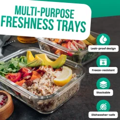 Avalo Vershoudbakjes Glas - Meal Prep Bakjes - Diepvriesbakjes - Met Deksel - 5 Delig 1060ml