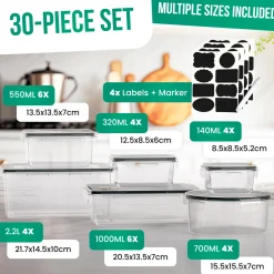 Avalo Vershoudbakjes - Meal Prep Bakjes - Diepvries Bakjes - 30 Delige Set - Bpa Vrij