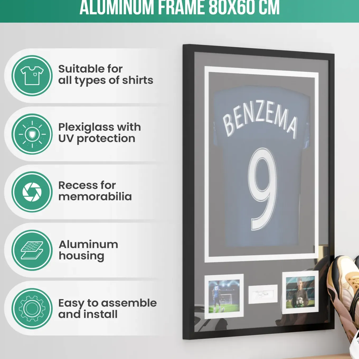 Avalo Wissellijst Aluminium Voetbalshirt - 3d Box Frame - 60x80 Cm - Diepe Fotolijst