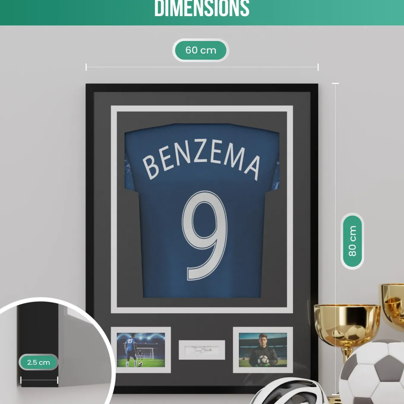 Avalo Wissellijst Aluminium Voetbalshirt - 3d Box Frame - 60x80 Cm - Diepe Fotolijst