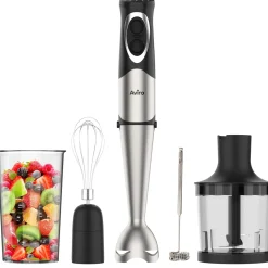 Aviro 6-in-1 Staafmixer 1000w - Set - 20 Snelheden - Hakmolen, Melkopschuimer, Garde & Maatbeker