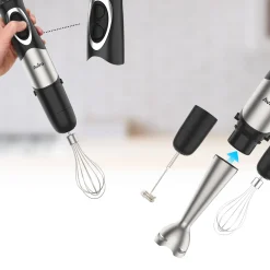 Aviro 6-in-1 Staafmixer 1000w - Set - 20 Snelheden - Hakmolen, Melkopschuimer, Garde & Maatbeker