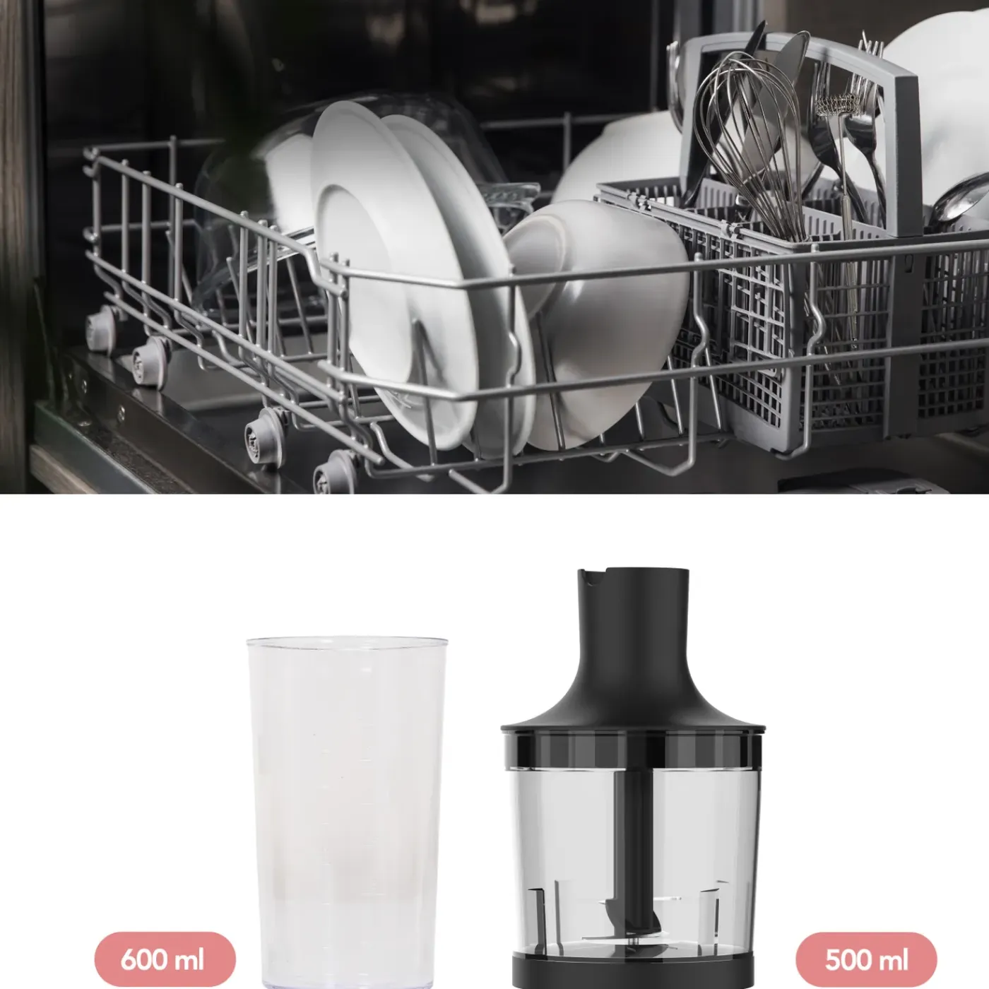 Aviro 6-in-1 Staafmixer 1000w - Set - 20 Snelheden - Hakmolen, Melkopschuimer, Garde & Maatbeker