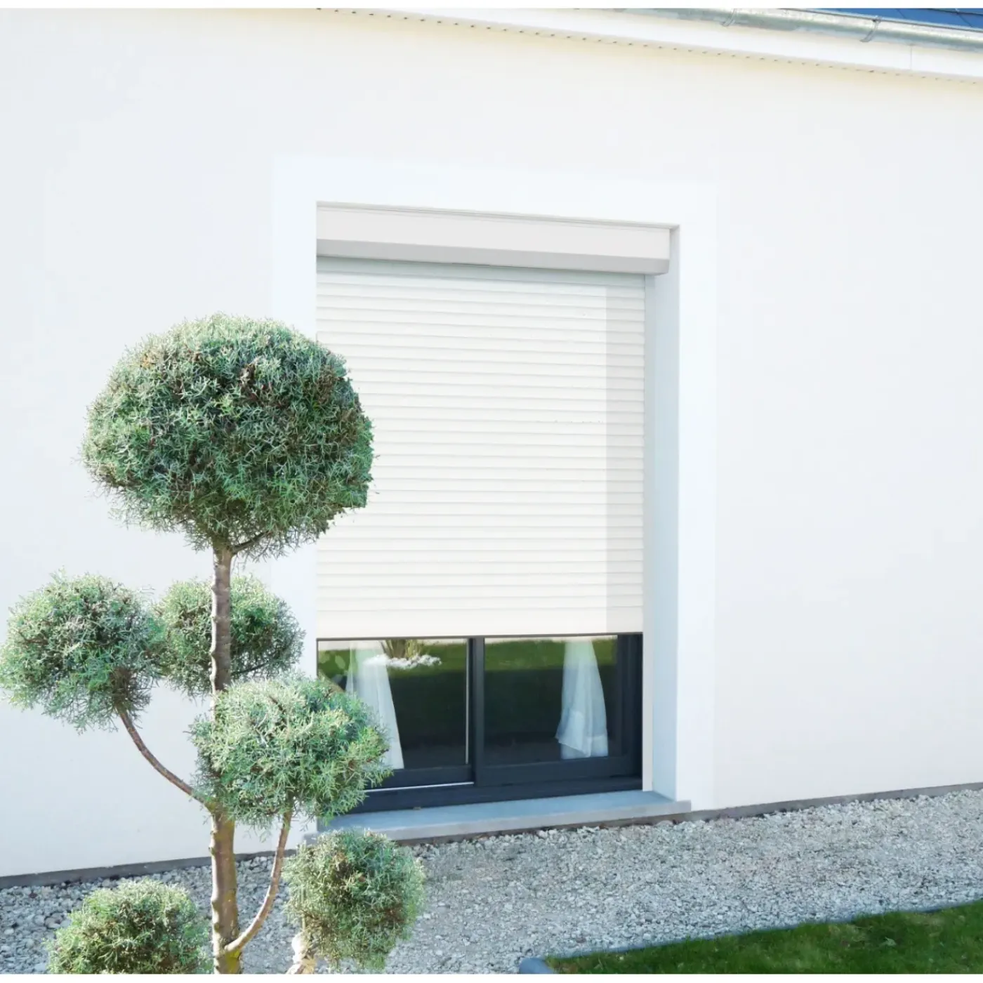 AvosDim Rolluik Elektrisch Bedraad Somfy Aluminium Wit B240 X H215 Cm Inkortbaar