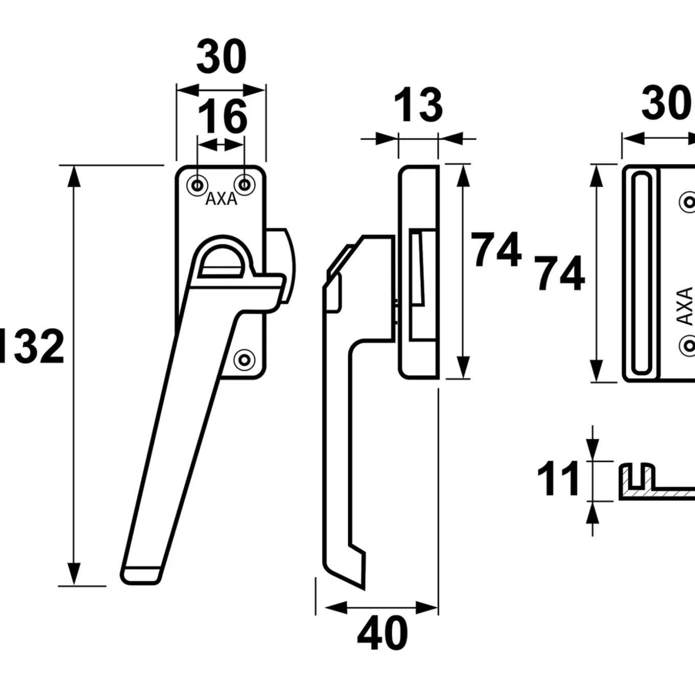 Axa - Raamsluiting - Model 3308 - Aluminium Wit - Afsluitbaar Met Knop - Ls