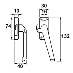 Axa - Raamsluiting - Model 3302 - Aluminium Wit - Niet Afsluitbaar - Rs