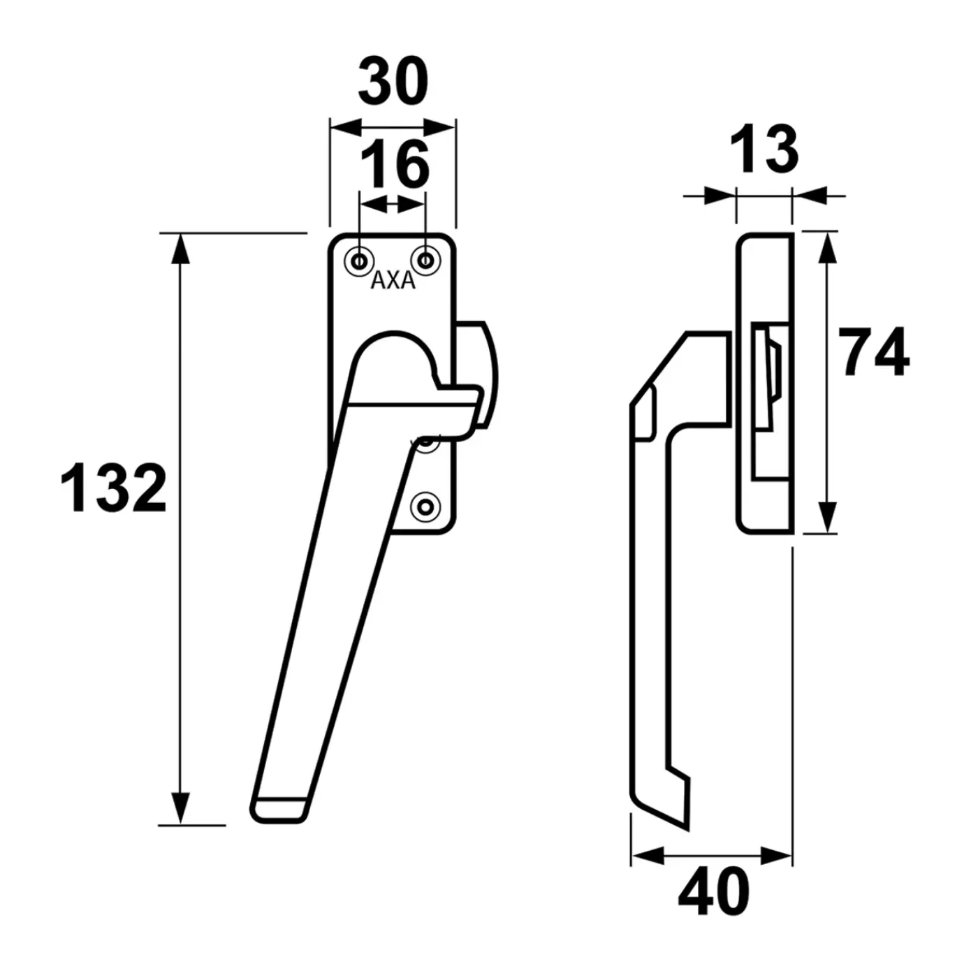 AXA - Raamsluiting - Model 3302 - Aluminium Wit - Niet Afsluitbaar - Ls