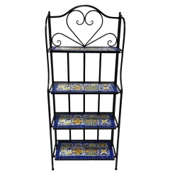 AXI Cleo Metalen Plantenrek Met Mozaïek Mediterrane Stijl Blauw/geel - 4 Niveaus