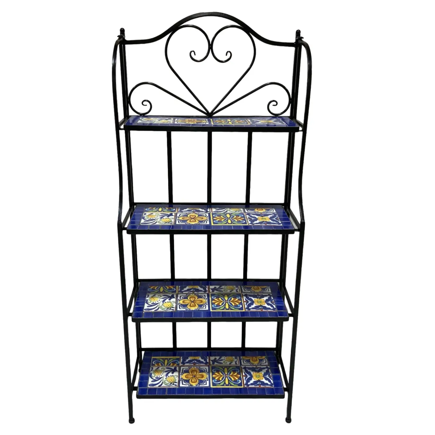 AXI Cleo Metalen Plantenrek Met Mozaïek Mediterrane Stijl Blauw/geel - 4 Niveaus