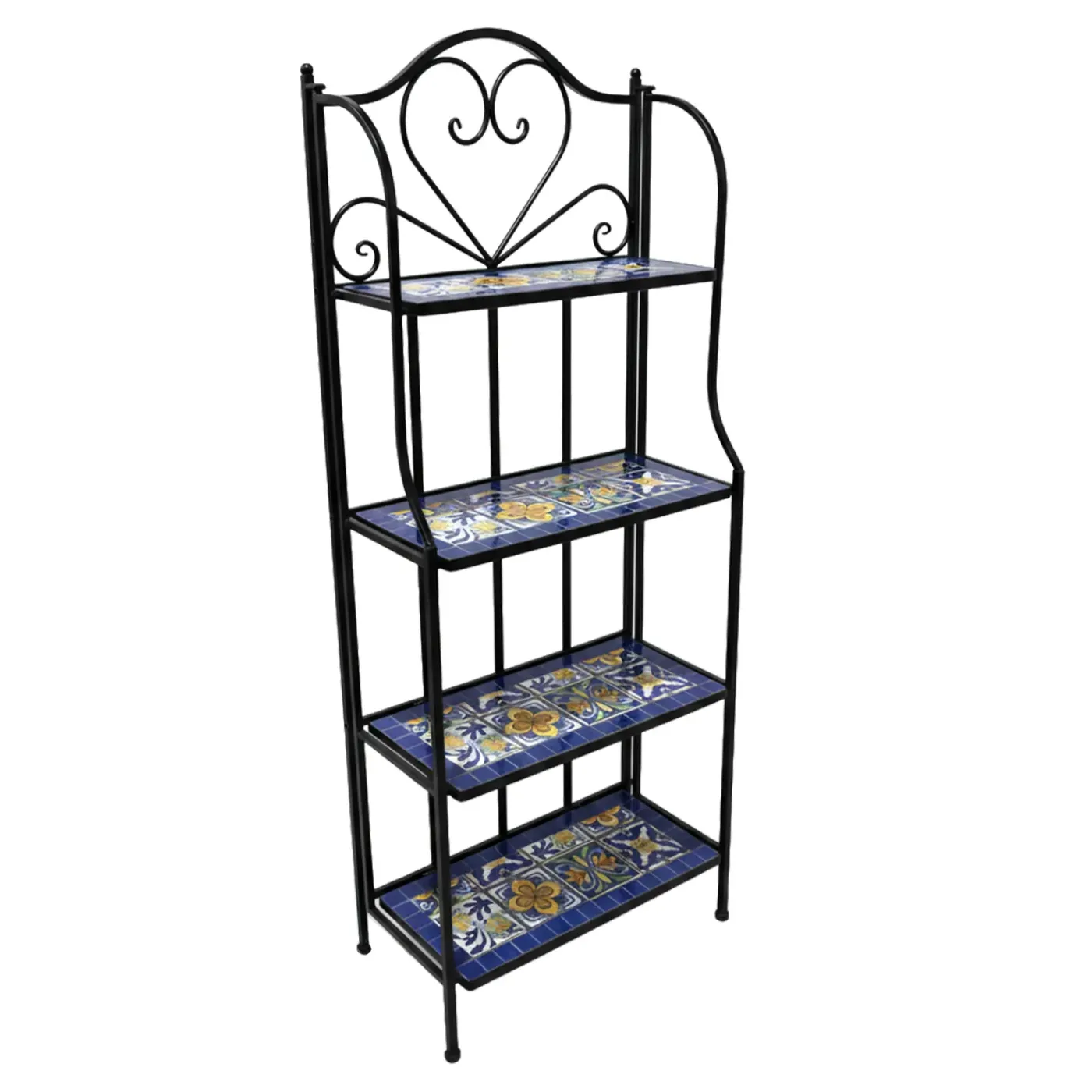 AXI Cleo Metalen Plantenrek Met Mozaïek Mediterrane Stijl Blauw/geel - 4 Niveaus