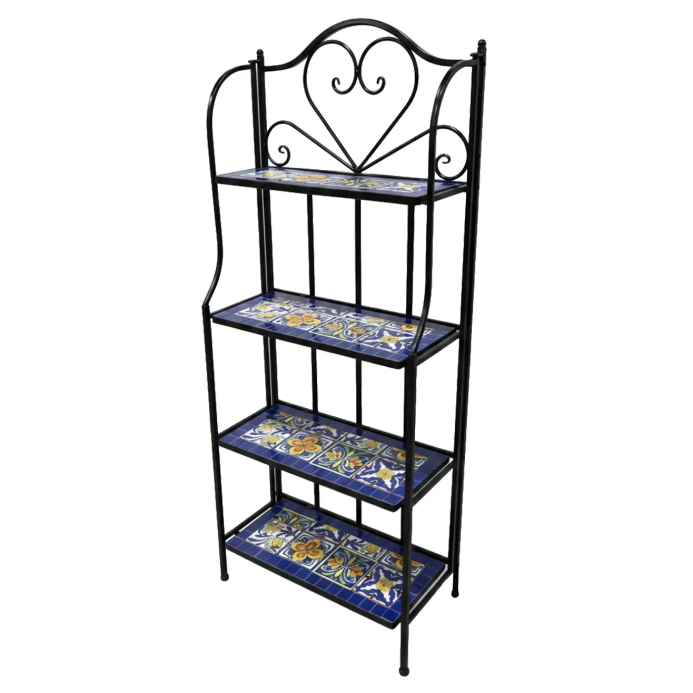 AXI Cleo Metalen Plantenrek Met Mozaïek Mediterrane Stijl Blauw/geel - 4 Niveaus