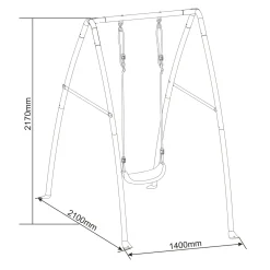Axi Enkele Schommel 210x140x217cm Metaal Grijs