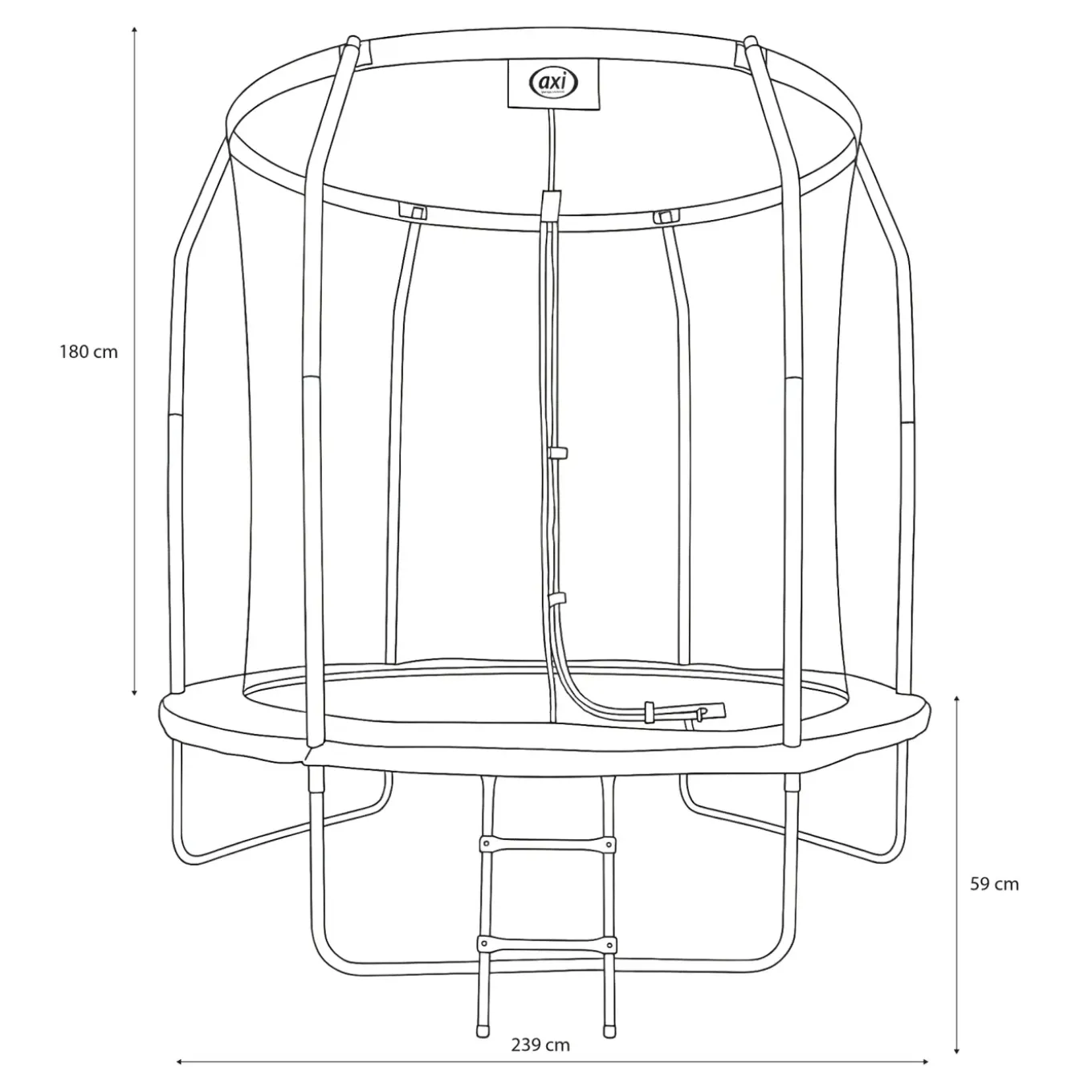 Axi Houston Ronde Trampoline Met Net Diam. 244 Cm - Inclusief Ladder - Onground