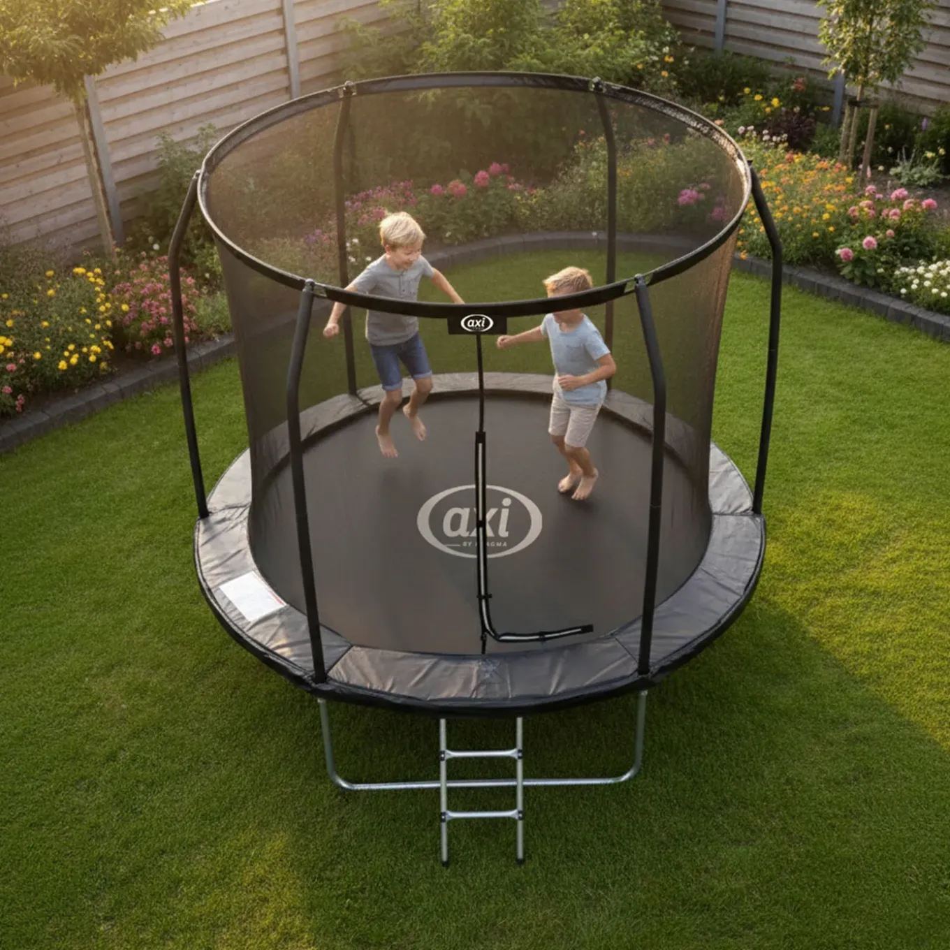Axi Houston Ronde Trampoline Met Net Diam. 244 Cm - Inclusief Ladder - Onground