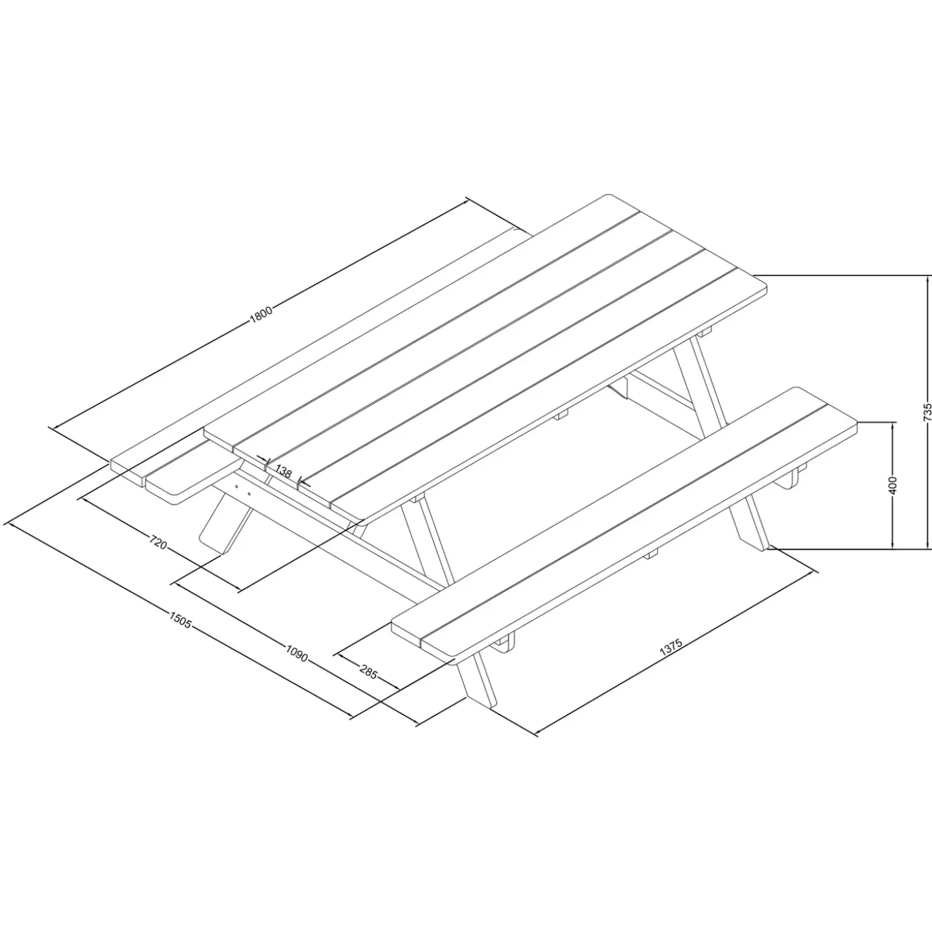 Axi Jean Picknicktafel - 6 Personen - Van Hout - Bruin