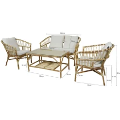 Axi Mary Loungeset 4-delig Met Bank - Tafel & 2 Loungestoelen