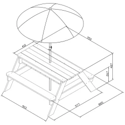 Axi Nick Zand & Water Picknicktafel 95x97x48cm Hout Antraciet
