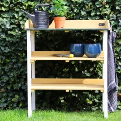 Axi Oppottafel 76x37x91cm Met Opbergplanken Hout Bruin/wit