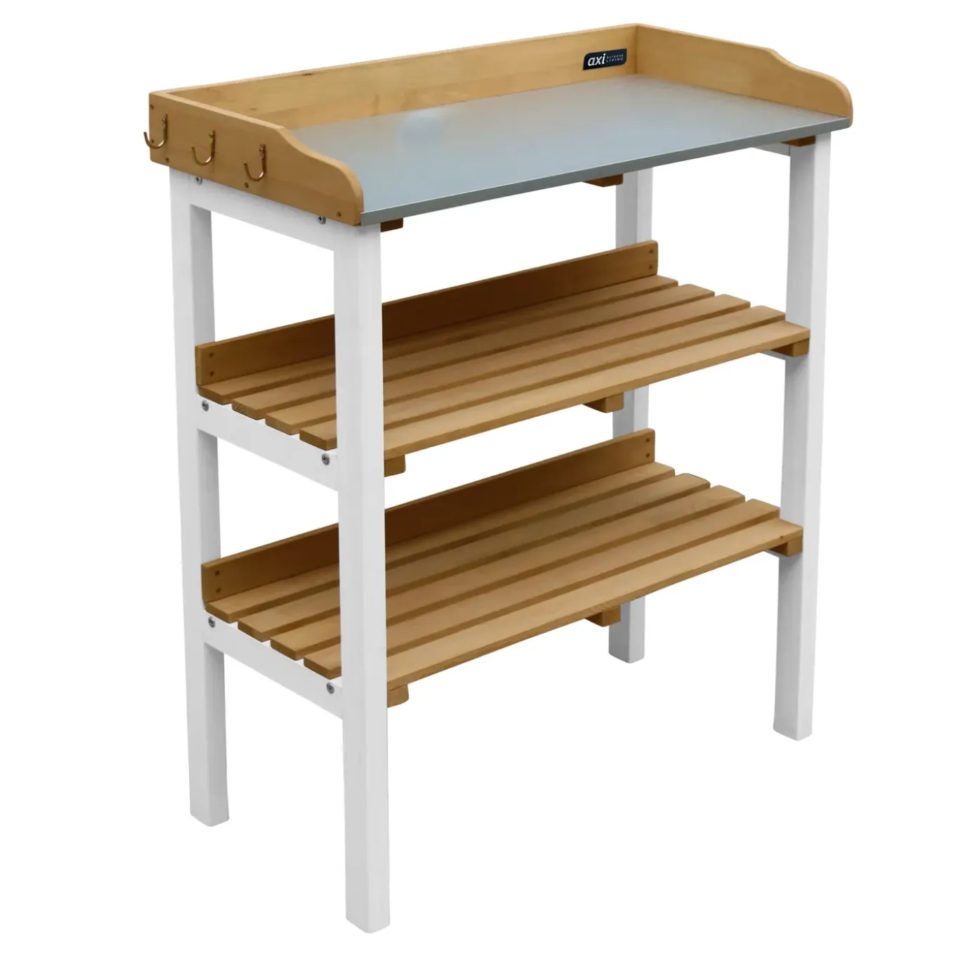 Axi Oppottafel 76x37x91cm Met Opbergplanken Hout Bruin/wit