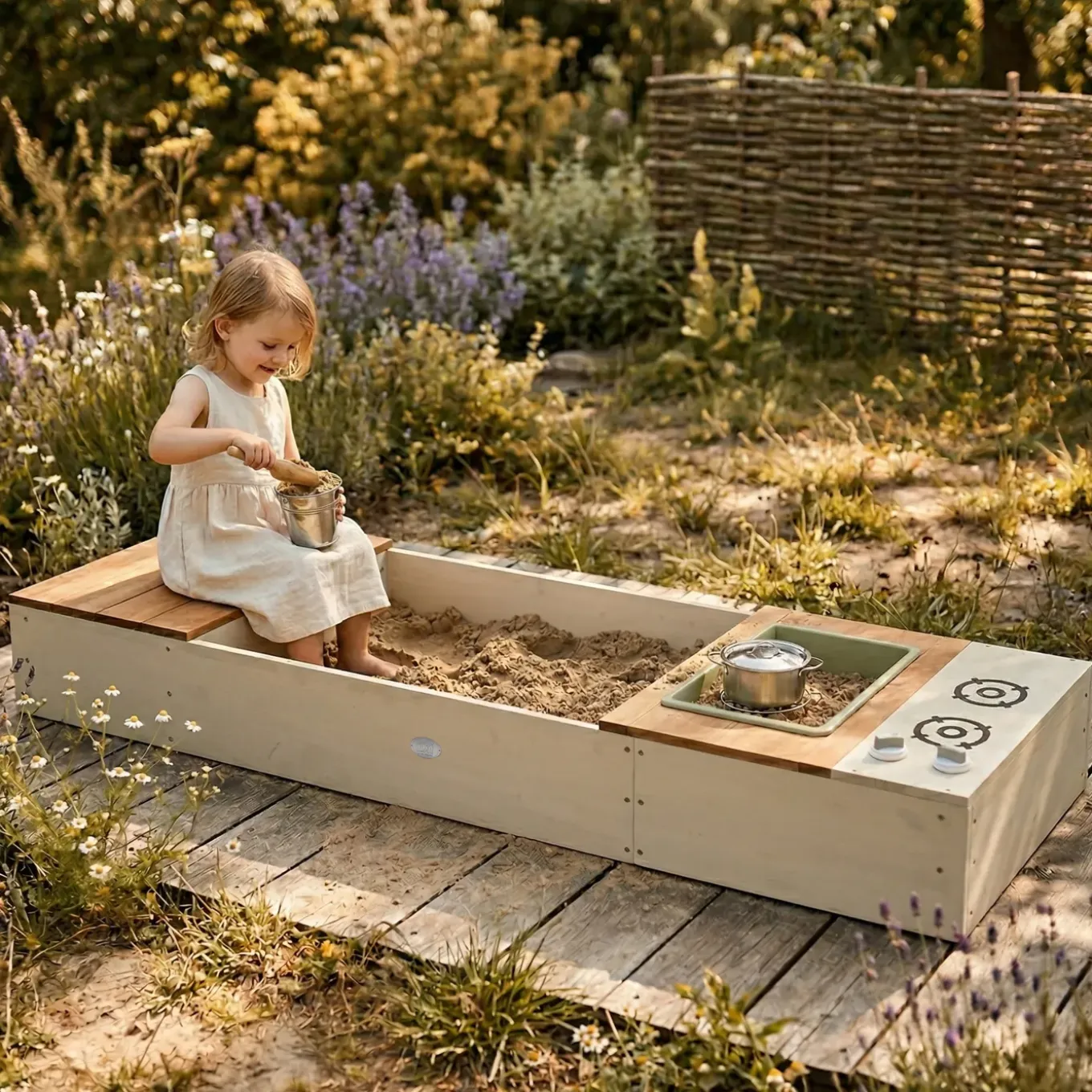 Axi Pippa Zandbak Van Hout - 160 X 50 X 20 Cm - Beige/bruin