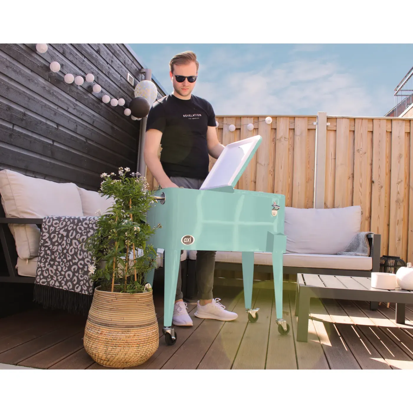AXI Retro Cooler 92x43x89cm Metaal Mint
