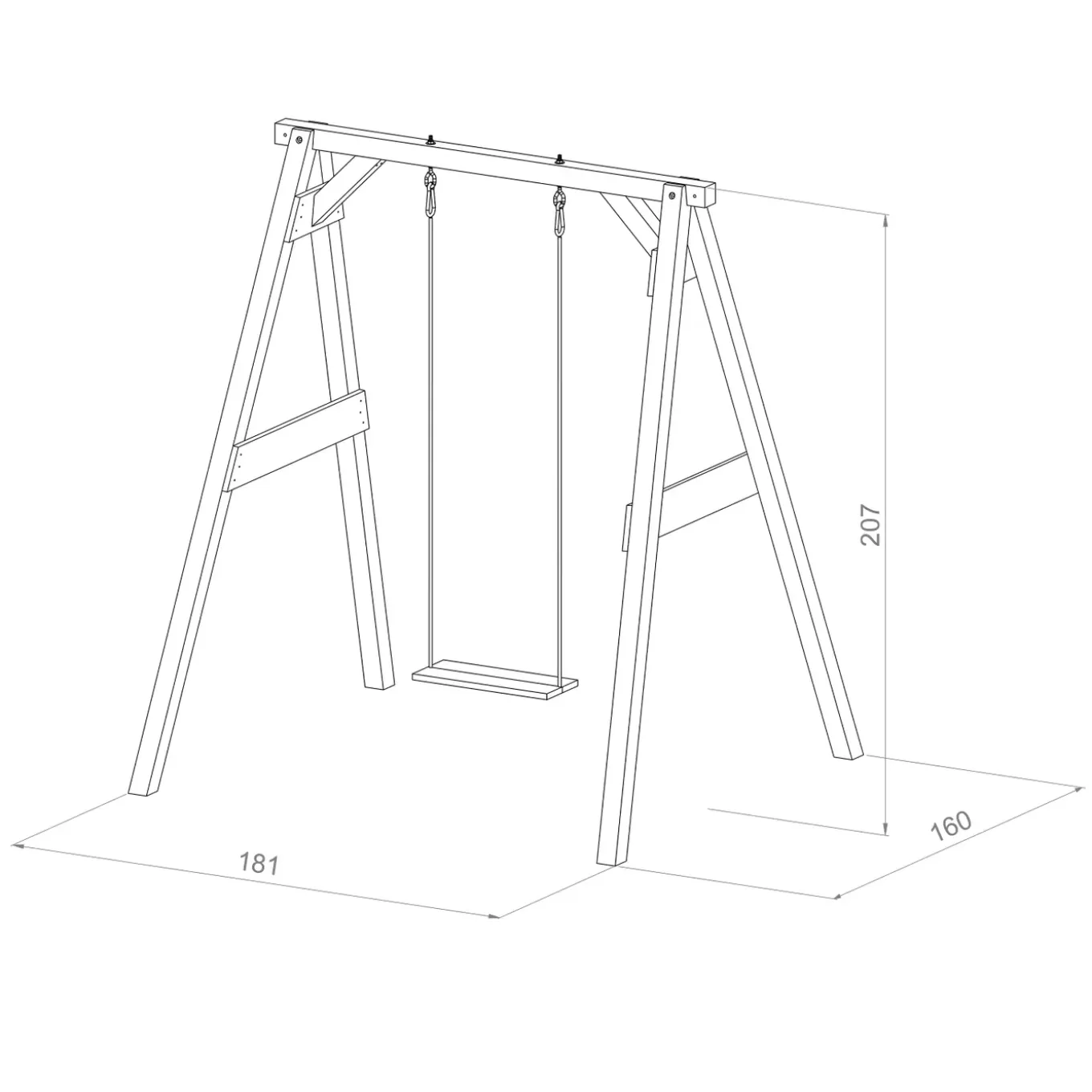 Axi Schommel 160x181x207cm Vrijstaande Schommel Hout Bruin