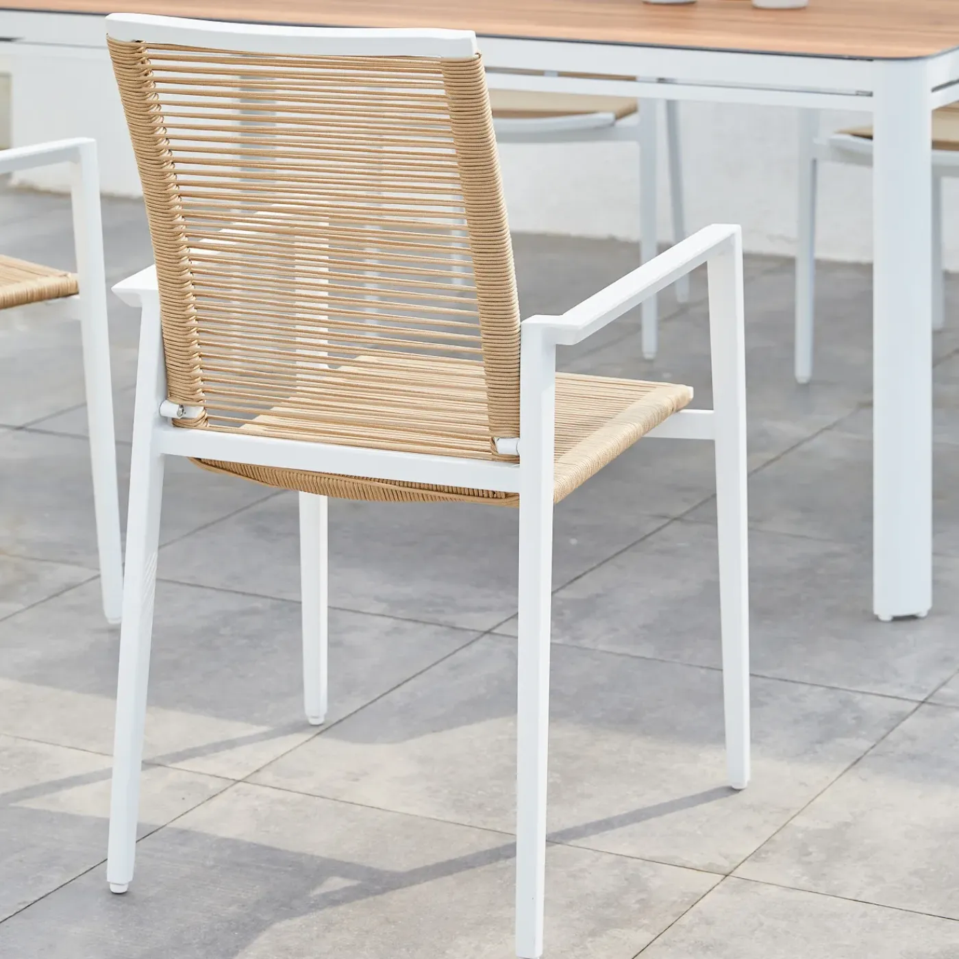 AXI Zora Tuinset Met 4 Stoelen In Wit & Hout Look