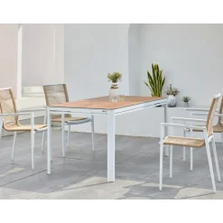 AXI Zora Tuinset Met 4 Stoelen In Wit & Hout Look