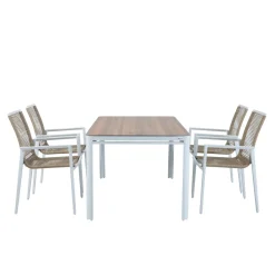 AXI Zora Tuinset Met 4 Stoelen In Wit & Hout Look