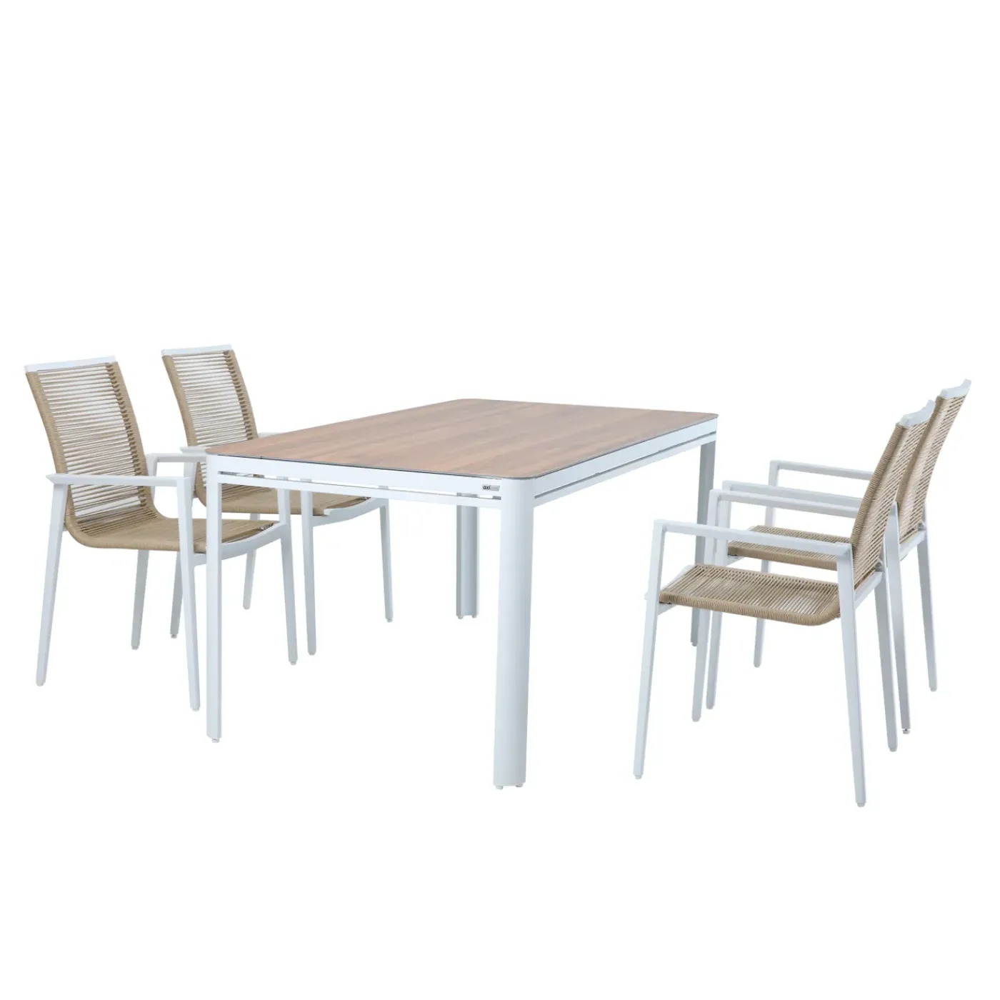AXI Zora Tuinset Met 4 Stoelen In Wit & Hout Look