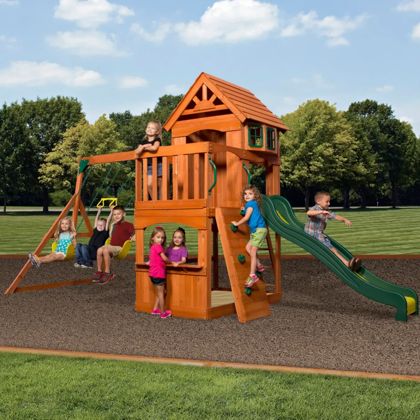 Backyard Discovery Atlantic Speeltoestel - Glijbaan - Speeltoren Hout