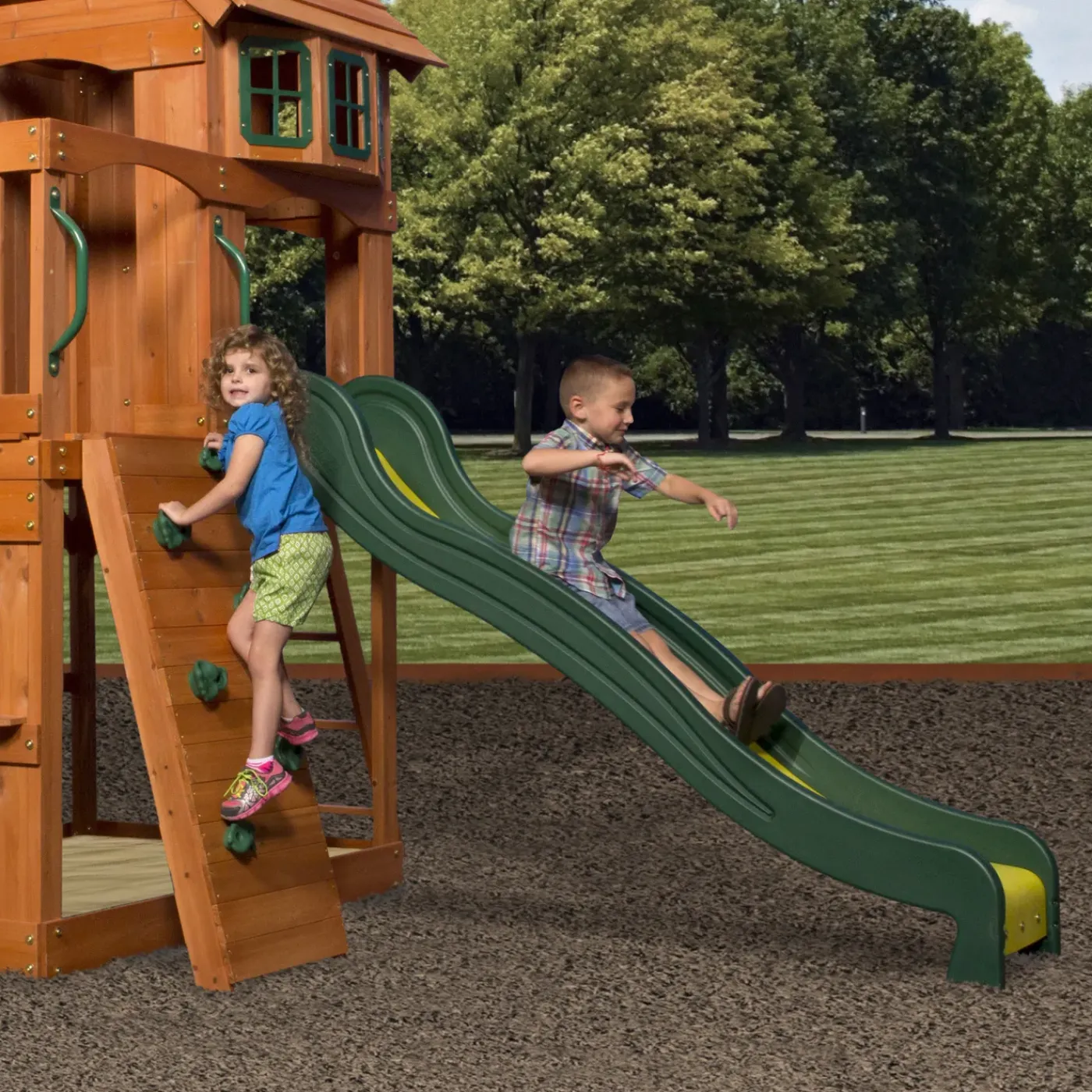 Backyard Discovery Atlantic Speeltoestel - Glijbaan - Speeltoren Hout