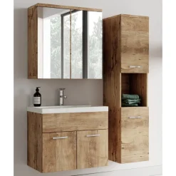 Badplaats Badkamermeubel Montreal 60cm Complete Set Met Spiegelkast - Kastanje Eiken