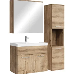 Badplaats Badkamermeubel Montreal 60cm Complete Set Met Spiegelkast - Kastanje Eiken