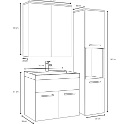 Badplaats Badkamermeubel Montreal 60cm Complete Set Met Spiegelkast - Kastanje Eiken