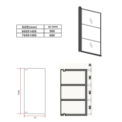 Badplaats Badwand Berkan 60 X 140 Cm - Zwart Met Strepen - Nano Coating
