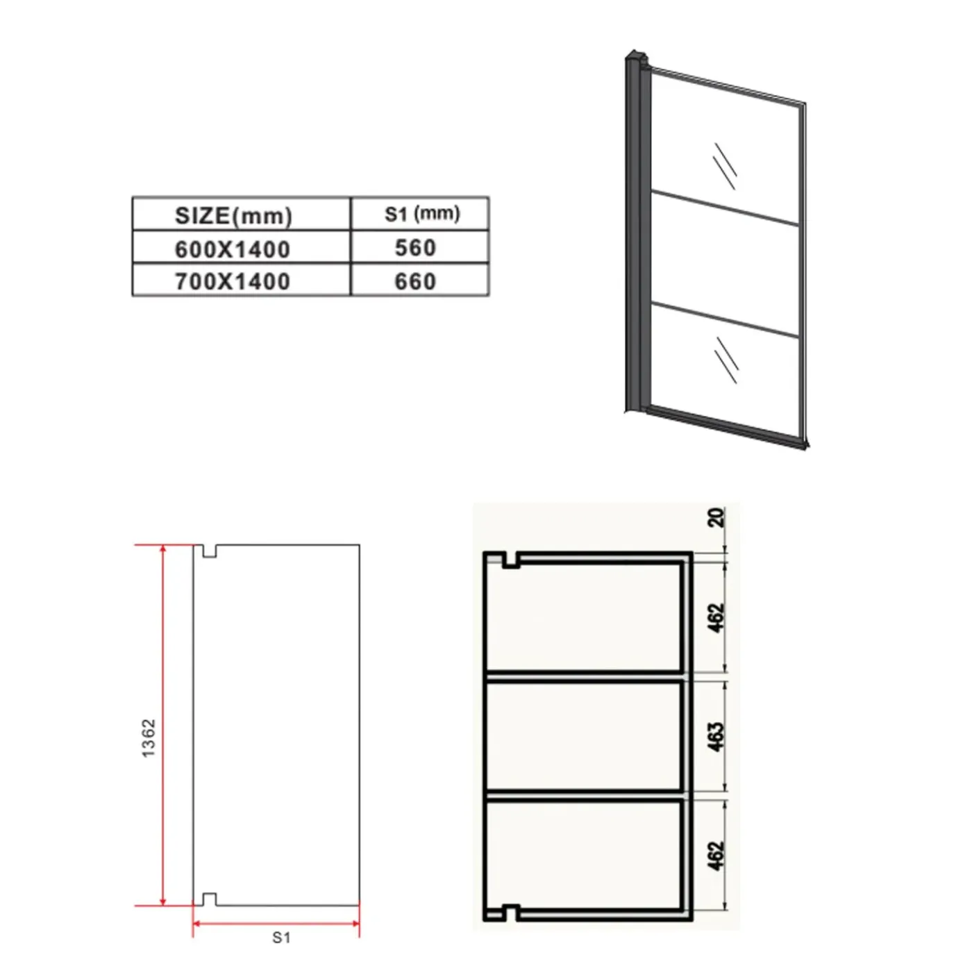 Badplaats Badwand Berkan 60 X 140 Cm - Zwart Met Strepen - Nano Coating